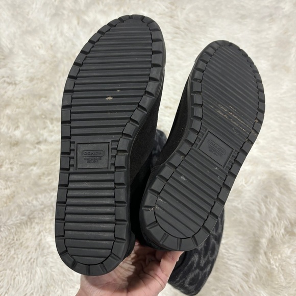 Coach Tatum Black Wool & Suede Leather Winter Boots Size 7.5 - Picture 6 of 10